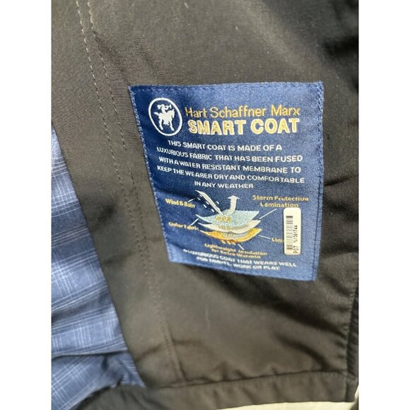 Hart Schaffner Marx Mens Black Smart Coat 46R Wool Lining - Picture 7 of 11